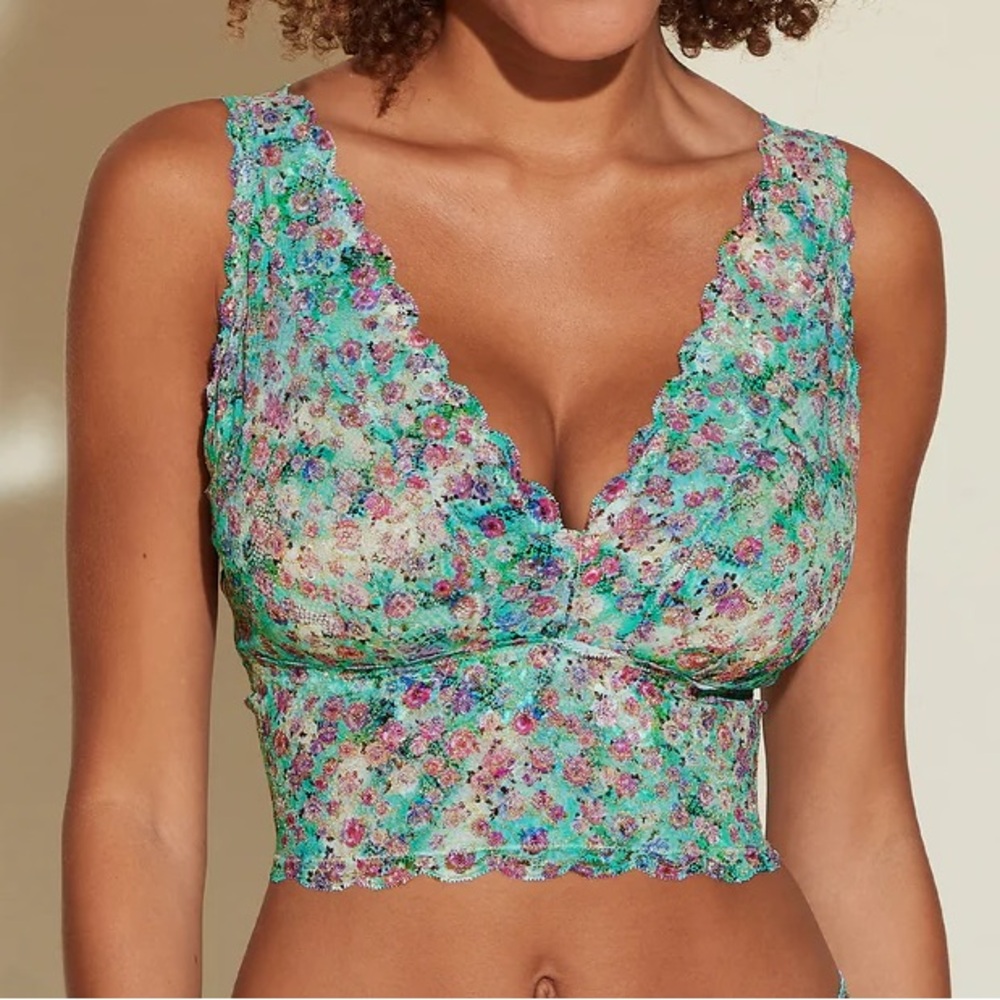 Cosabella Never Say Never Printed Curvy Plungie Longline Bralette NEW Size L